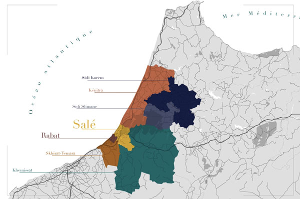 Plan de situation de la ville de Sale